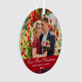 Unser erstes Weihnachts-Coupé-Foto Red Ornament (Vorderseite)