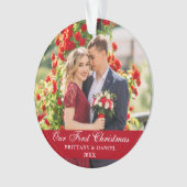 Unser erstes Weihnachts-Coupé-Foto Red Ornament (Vorderseite)