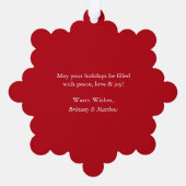 Unser erstes Weihnachts-Coupé-Foto Red Ornament Karte (Rückseite)