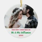 Unser erstes Weihnachts-Custom-Foto Verheirateten  Keramik Ornament (Vorne)