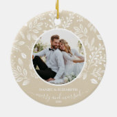 Unser erstes Weihnachts-Foto Elfenbein Keramik Ornament (Hinten)