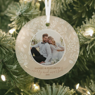 Unser erstes Weihnachts-Foto Elfenbeinglas-Ornamen Ornament Aus Glas