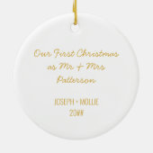 Unser erstes Weihnachts-Foto Gold-Blume-Frame Keramik Ornament (Hinten)