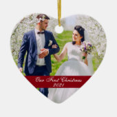 Unser erstes Weihnachts-Foto-Herz Keramik Ornament (Vorne)