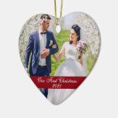 Unser erstes Weihnachts-Foto-Herz Keramik Ornament (Links)