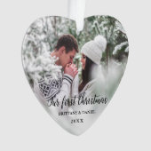 Unser erstes Weihnachts-Foto-Herz S Ornament (Vorderseite)