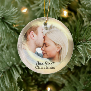 Unser erstes Weihnachts-Foto Jahr Couple Tree Deko Keramik Ornament