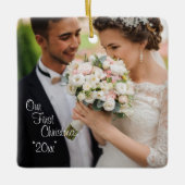Unser erstes Weihnachts-Foto Jahr personalisiert U Keramikornament (Vorderseite)