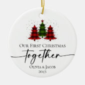 Unser erstes Weihnachts-Foto Keramik Ornament (Vorne)