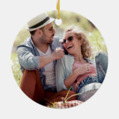 Unser erstes Weihnachts-Foto Keramik Ornament (Hinten)