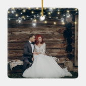 Unser erstes Weihnachts-Foto Mason Jars String Lig Keramikornament (Rückseite)