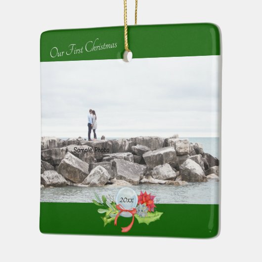 Unser erstes Weihnachts-Foto Personalisierte Keram Keramikornament (Links)