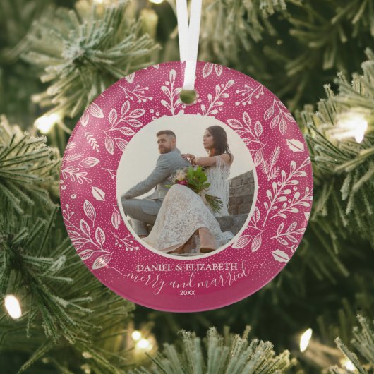 Unser erstes Weihnachts-Foto Pink Ornament Aus Glas (InSitu)