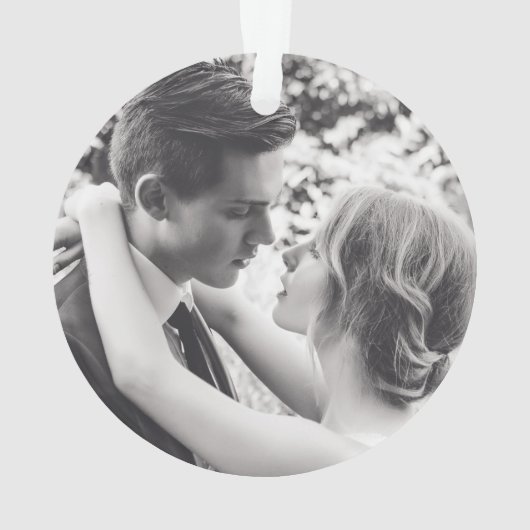 Unser erstes Weihnachts-Foto Rustikale Vegetation  Ornament (Rückseite)