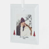 Unser erstes Weihnachts-Foto, Schneeflocken Person Ornament Aus Glas (Vorderseite links)