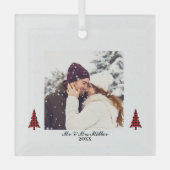 Unser erstes Weihnachts-Foto, Schneeflocken Person Ornament Aus Glas (Vorderseite)