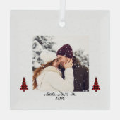 Unser erstes Weihnachts-Foto, Schneeflocken Person Ornament Aus Glas (Rückseite)