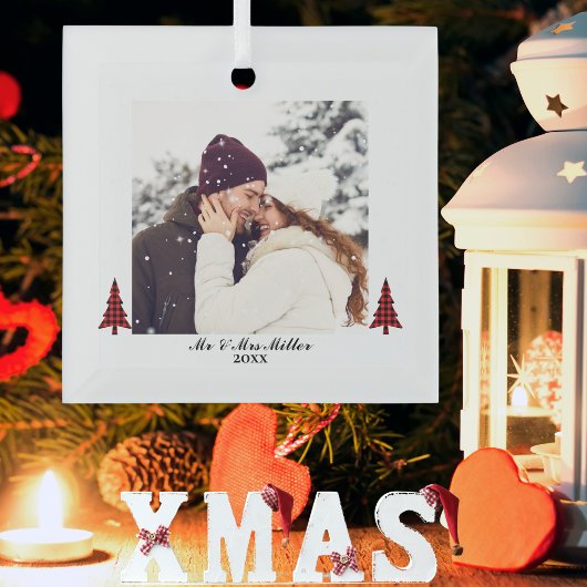 Unser erstes Weihnachts-Foto, Schneeflocken Person Ornament Aus Glas