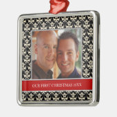 Unser erstes Weihnachts-Foto-Weihnachtsschmuck Ornament Aus Metall (Links)