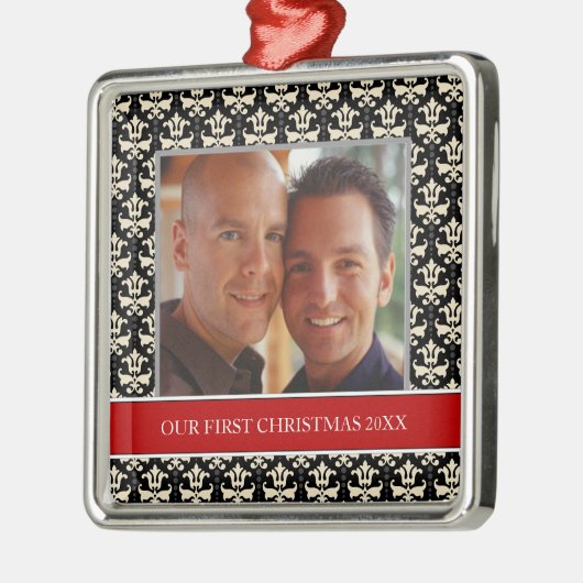 Unser erstes Weihnachts-Foto-Weihnachtsschmuck Ornament Aus Metall (Links)