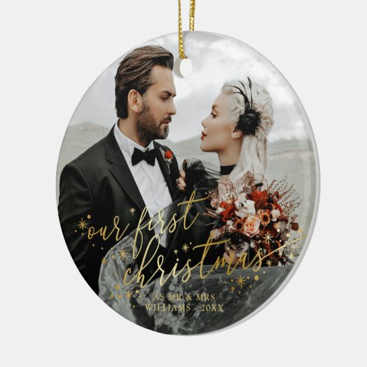 Unser erstes Weihnachts-Imitat Gold Script Wedding Keramik Ornament (Links)