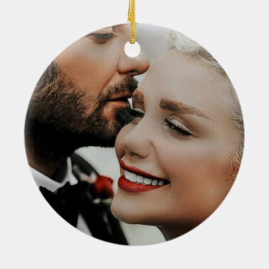 Unser erstes Weihnachts-Imitat Gold Script Wedding Keramik Ornament (Hinten)