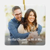 Unser erstes Weihnachts-Keepake-Foto Keramikornament (Vorderseite)