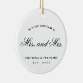 Unser erstes Weihnachts-Lesben-Foto Keramik Ornament (Rechts)