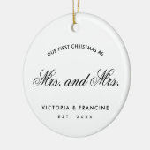 Unser erstes Weihnachts-Lesben-Foto Keramik Ornament (Links)