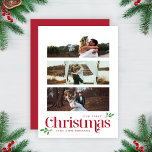 Unser erstes Weihnachts-Modern-Neugeborenes-Foto<br><div class="desc">Die First Christmas Modern Newlywed Three Foto Holiday Card bietet eine schicke Möglichkeit, Ihre ersten Weihnachten als Neuvermählte zu feiern. Mit einer schlanken Collage von drei Fotos mit eleganten roten Akzenten verbindet diese Karte modernes Design perfekt mit Urlaubswärme - leicht anpassbar, und ich bin hier um Ihnen zu helfen, wenn...</div>