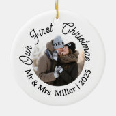 Unser erstes Weihnachts-Modernes Foto, das neu ver Keramik Ornament (Hinten)