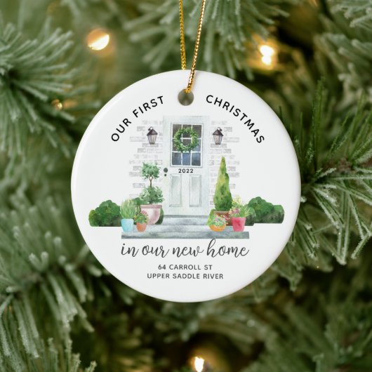 Unser erstes Weihnachts-neues Haus Keramik Ornament (Baum)