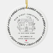 Unser erstes Weihnachts-neues Haus Keramik Ornament (Vorne)