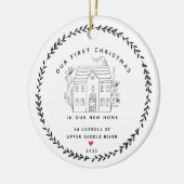 Unser erstes Weihnachts-neues Haus Keramik Ornament (Links)