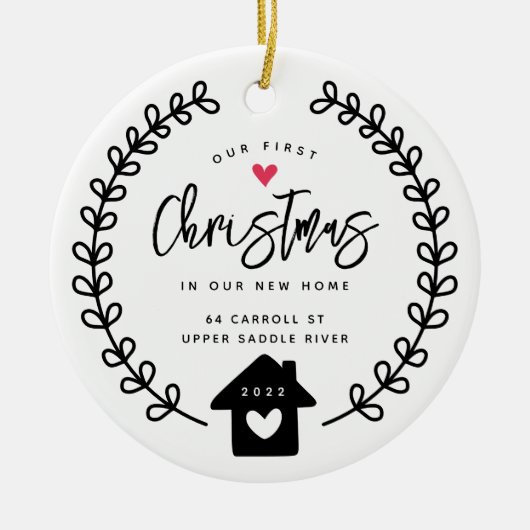 Unser erstes Weihnachts-neues Haus Keramik Ornament (Vorne)