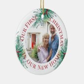 Unser erstes Weihnachts-neues Zuhause Custom Foto  Keramik Ornament (Rechts)