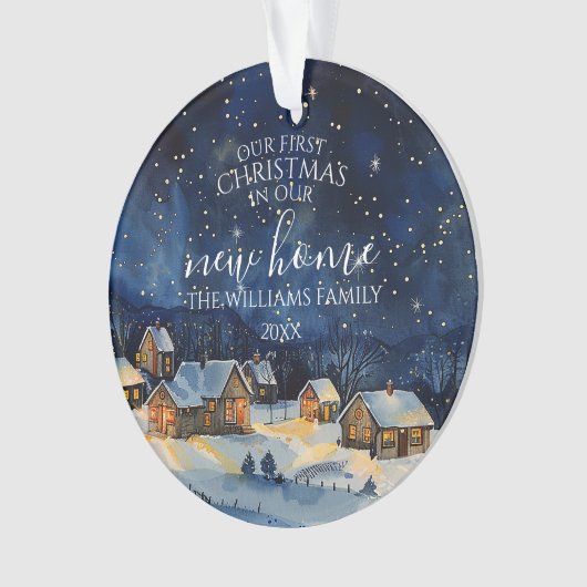 Unser erstes Weihnachts-neues Zuhause-Foto Rustika Ornament (Vorderseite)