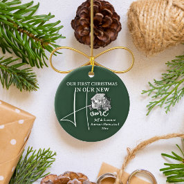 Unser erstes Weihnachts-New-Zuhause-Hütte-FOTO Keramik Ornament