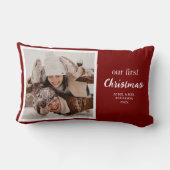 Unser erstes Weihnachts Newlywings Foto Script Red Lendenkissen (Rückseite)