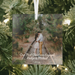 Unser erstes Weihnachts-Paar-Foto Ornament Aus Glas