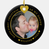 Unser erstes Weihnachts-Papa und Baby-Foto Keramik Ornament (Hinten)