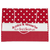 Unser erstes Weihnachts Red Polka Dots Couple Cust Große Geschenktüte (Vorderseite)