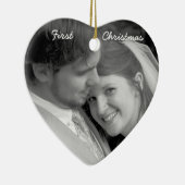 Unser erstes Weihnachts-Rosa Damaske Foto Ornament (Rechts)