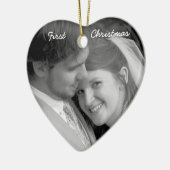 Unser erstes Weihnachts-Rosa Damaske Foto Ornament (Links)