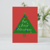 Unser erstes Weihnachts-Rot-Hintergrund Einladung (Stehend Vorderseite)