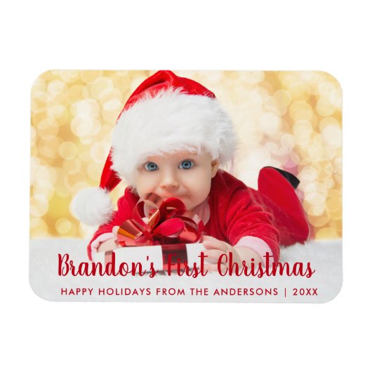 Unser erstes Weihnachts-Rotes Script-Foto Magnet (Horizontal)