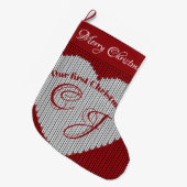 Unser erstes Weihnachts-Rotwolen-Strick-HörMonogra Großer Weihnachtsstrumpf (Vorderansicht (hängend))