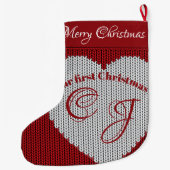 Unser erstes Weihnachts-Rotwolen-Strick-HörMonogra Großer Weihnachtsstrumpf (Rückseite)