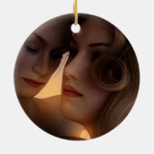 Unser erstes Weihnachts-Rustikales lesbisches Foto Keramik Ornament (Hinten)