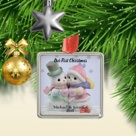 Unser erstes Weihnachts-Schneemann-Paar-Ornament Ornament Aus Metall
